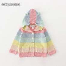 Load image into Gallery viewer, Baby Girl Sweater Autumn Baby Cardigan For Girl Hooded Rainbow Baby Girl Cardigan Coat Toddler Sweaters Baby Girl Winter Clothes