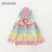 Load image into Gallery viewer, Baby Girl Sweater Autumn Baby Cardigan For Girl Hooded Rainbow Baby Girl Cardigan Coat Toddler Sweaters Baby Girl Winter Clothes