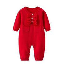 Load image into Gallery viewer, baby girl clothes,Infant baby girl Knitted Romper,  Baby outfits jumpsuits,Red costume for baby girl